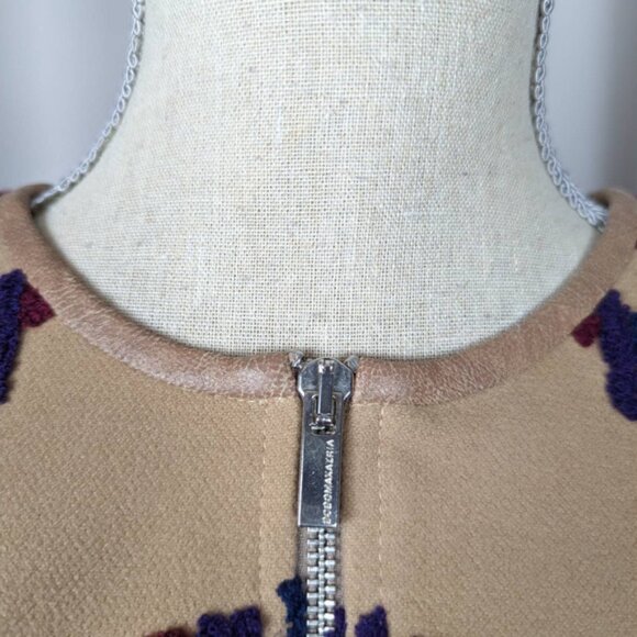 New* BCBG MAXAZRIA Walker Wool Cape Coat Tan Blue Purple Size 6 $338 - Picture 6 of 9